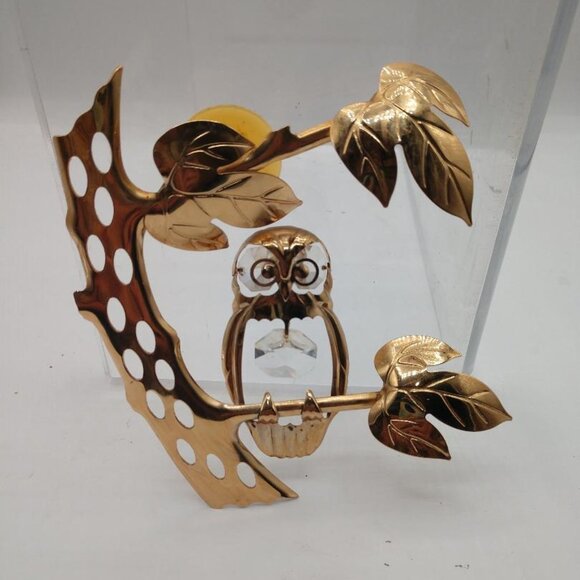 Vintage Mid Century Metal Owl 3D Window - Frig Art Gold Tone Wall Hang Brass - Picture 1 of 7